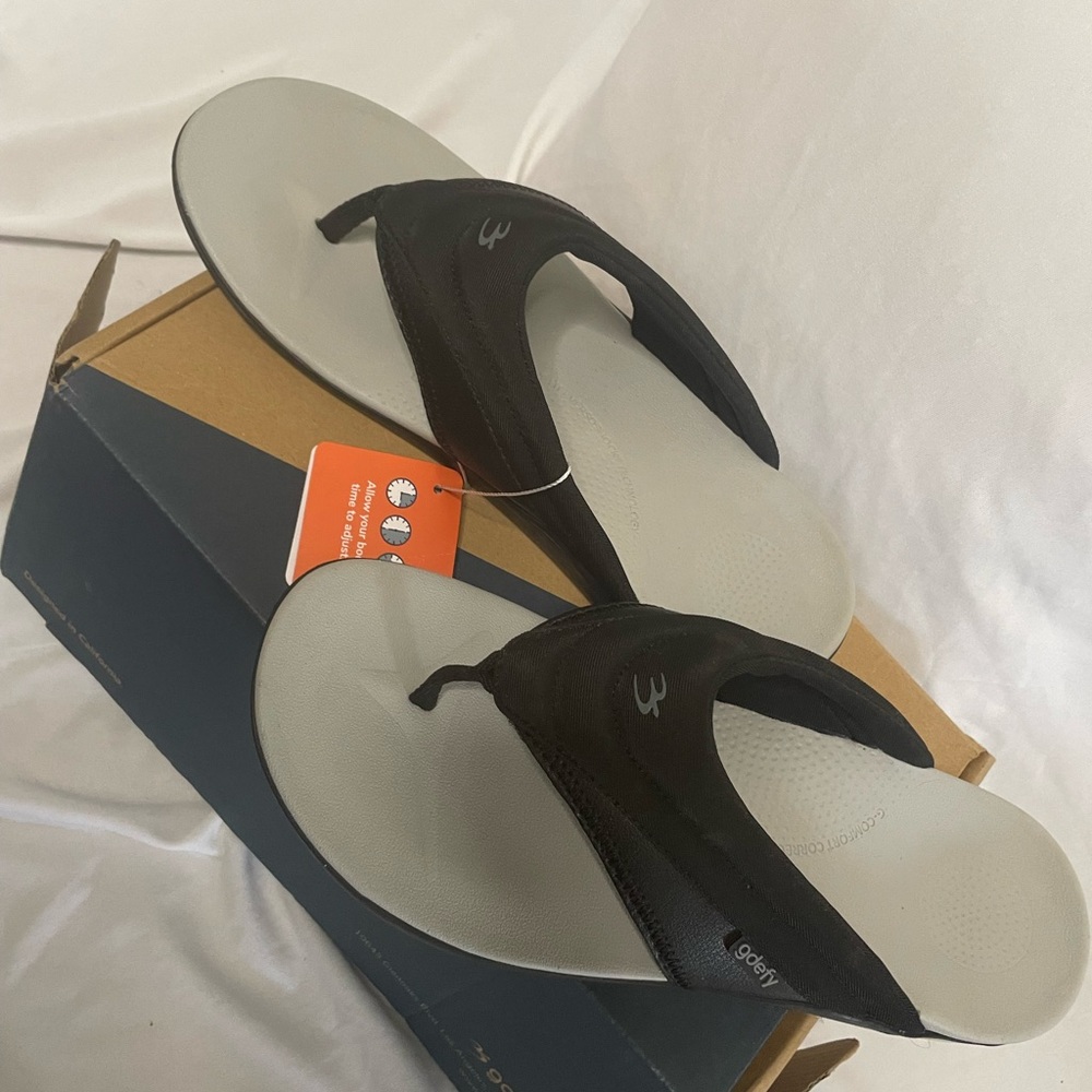 OOFOS Black and Gray Sandals with Comfort Footbed